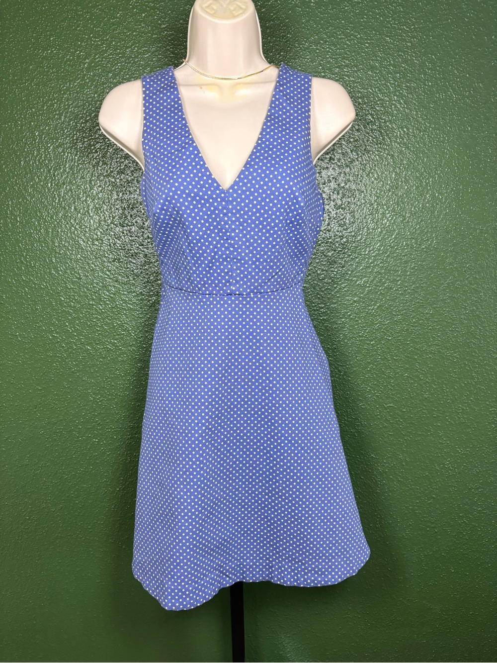 Victoria's Secret Periwinkle Polka Dot V-Neck A-Line Vintage Dress